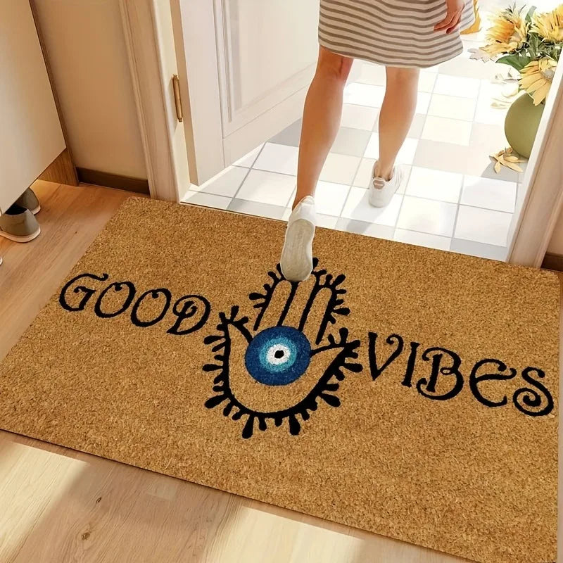 "Good Vibes" Hamsa Welcome Doormat