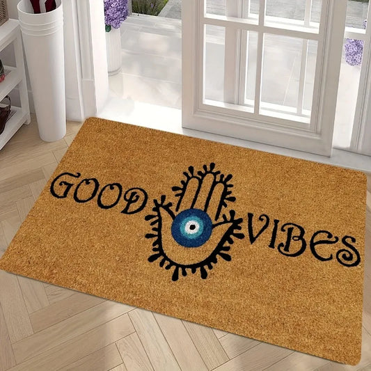 "Good Vibes" Hamsa Welcome Doormat