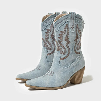 Western Style Denim Boots