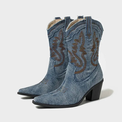 Western Style Denim Boots