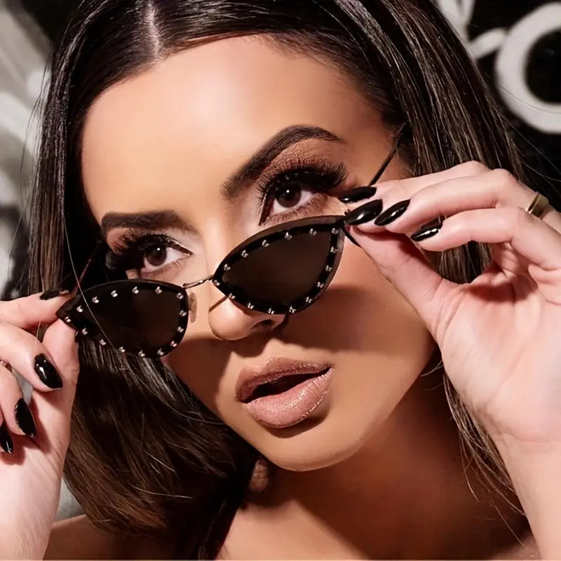 Rimless Rhinestones Cat Eye Sunglasses