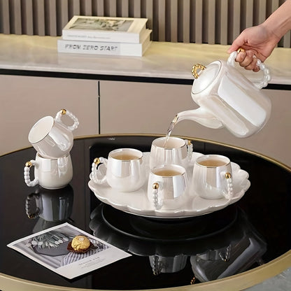 European Pearl Glazed Porcelain Tea Set