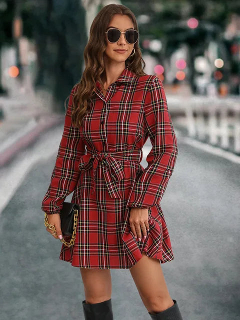 Timeless Plaid Belted Dress