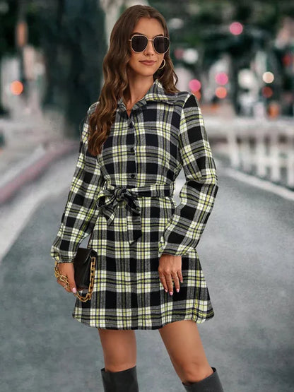 Timeless Plaid Belted Dress