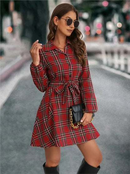 Timeless Plaid Belted Dress