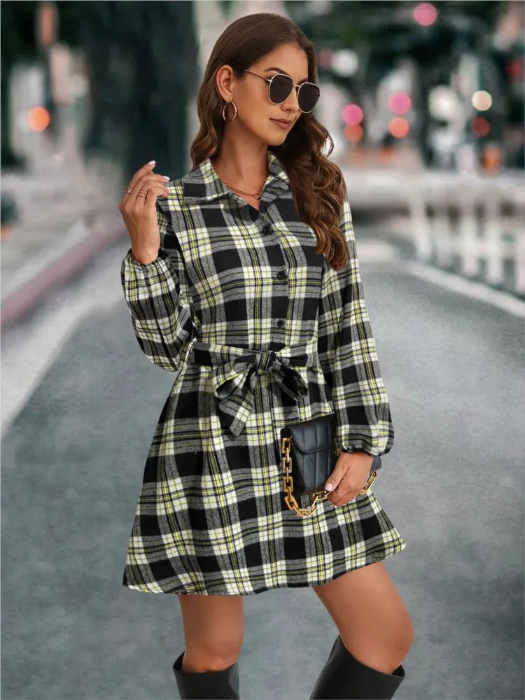 Timeless Plaid Belted Dress