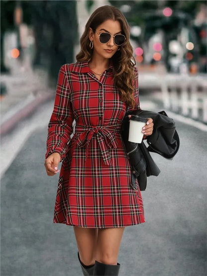 Timeless Plaid Belted Dress