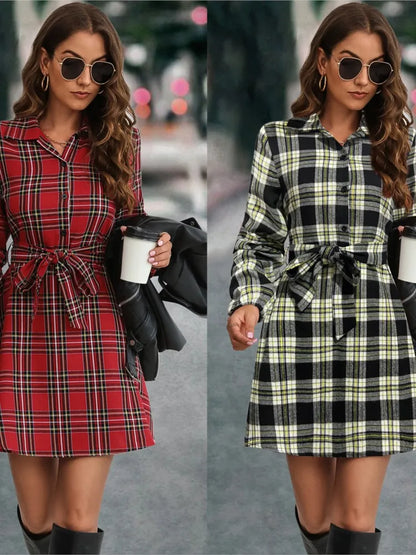 Timeless Plaid Belted Dress