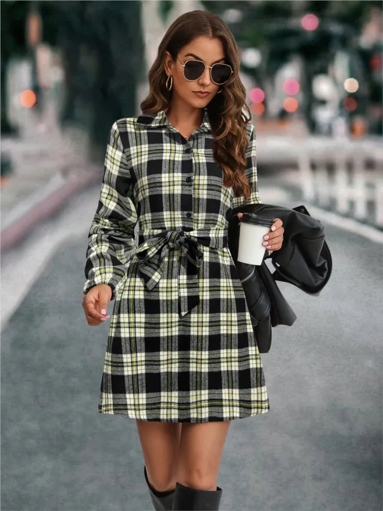 Timeless Plaid Belted Dress