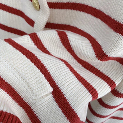 Korean Striped Knit Cardigan