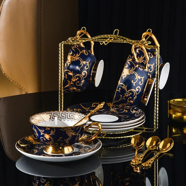 Regal Blue & Gold Royal Tea Cup Set