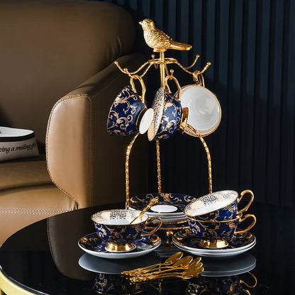 Regal Blue & Gold Royal Tea Cup Set