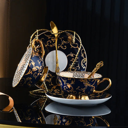 Regal Blue & Gold Royal Tea Cup Set