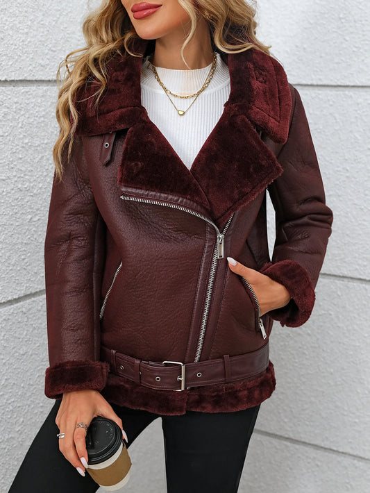 Chic Faux Fur Leather Jacket