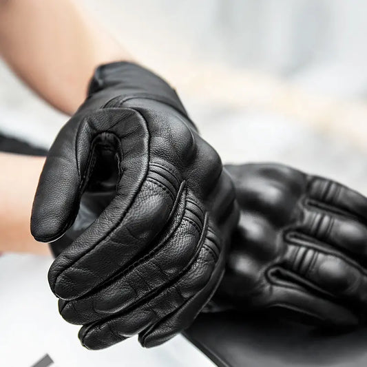 Leather Touchscreen Moto Gloves Waterproof