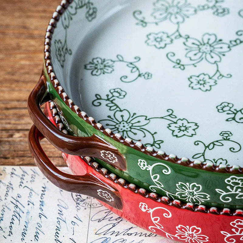 Japanese Hand Painted Ceramic Baking Tray