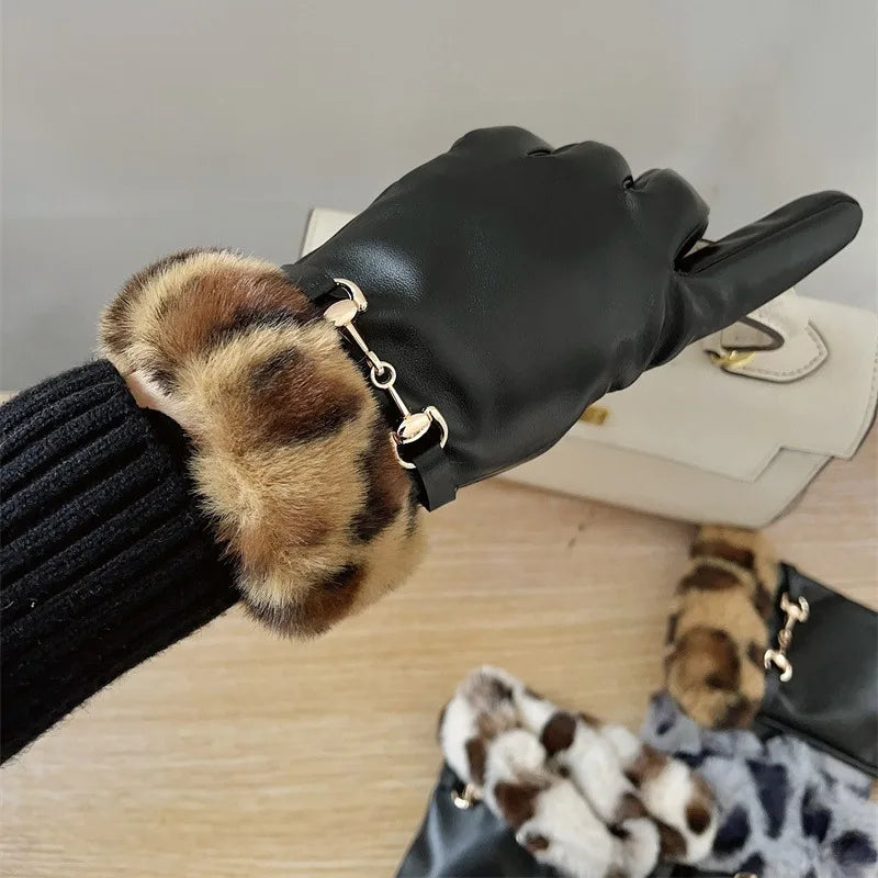 Elegant Faux Fur Women's Winter Gloves