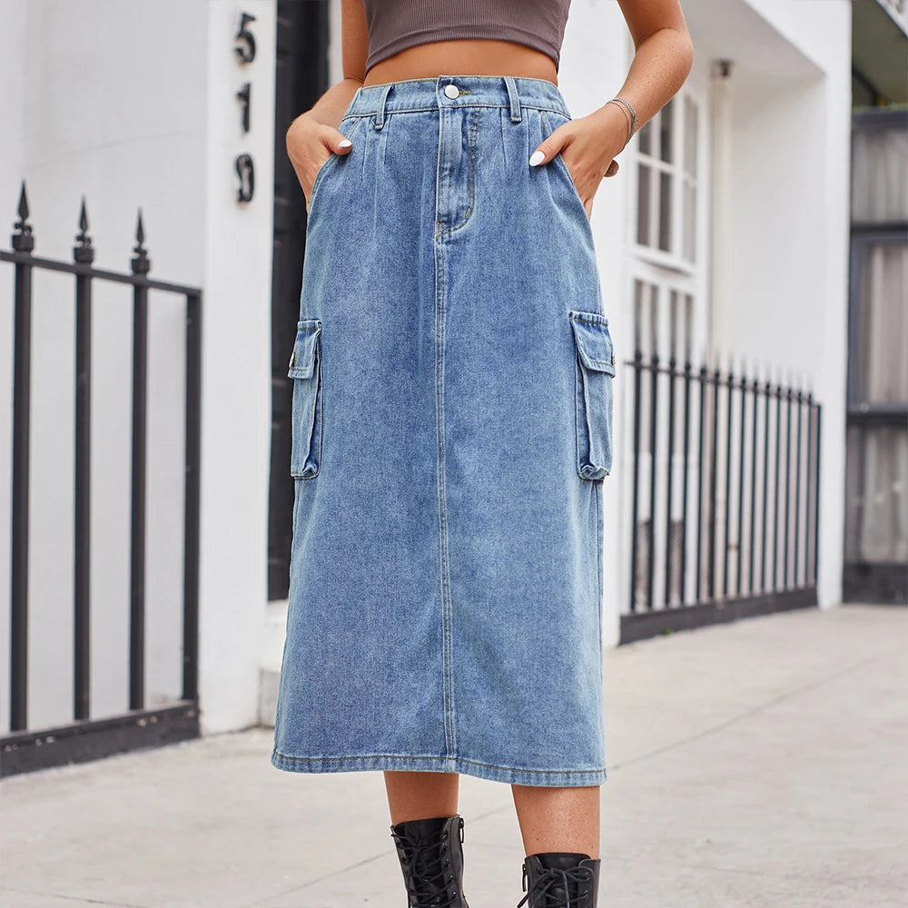 Urban High Waist Denim Skirt