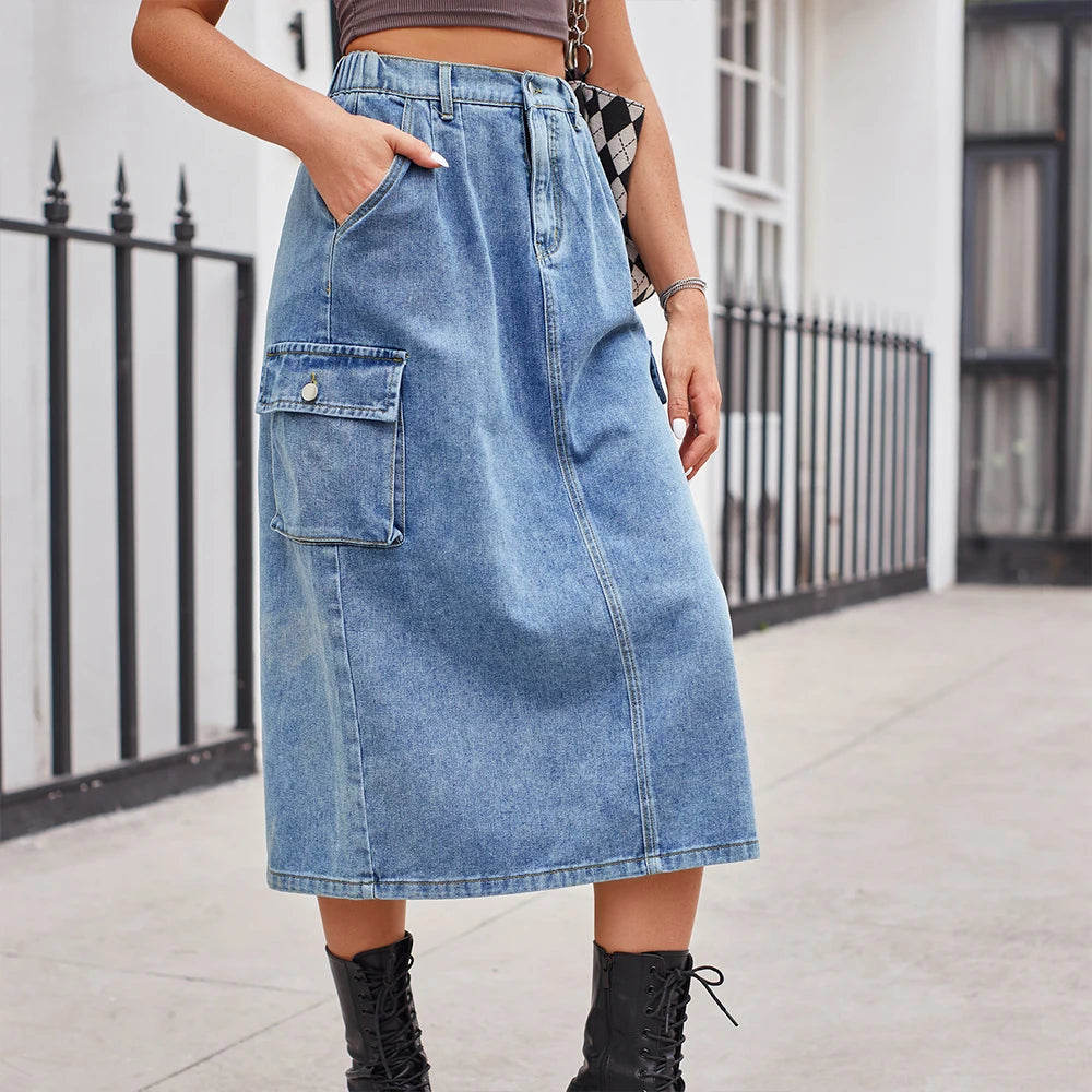 Urban High Waist Denim Skirt