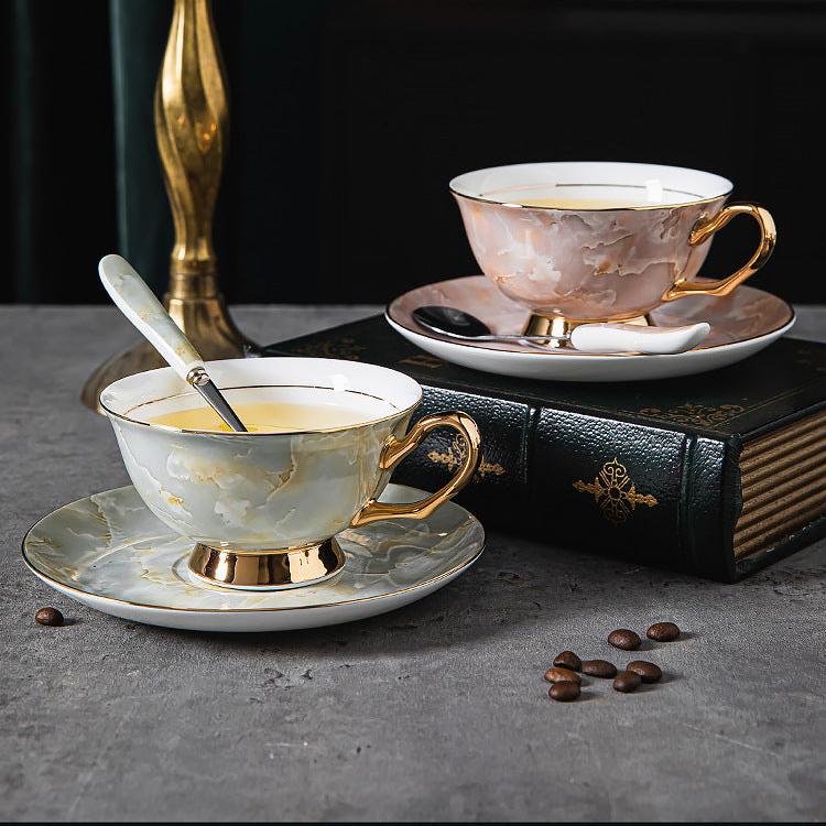 European Marble Elegance Luxury Tea Cup Set