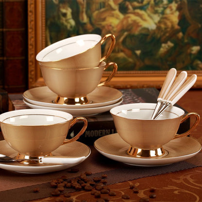 Luxurious Gold Tea Cup Set with Saucers