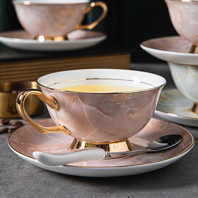 European Marble Elegance Luxury Tea Cup Set