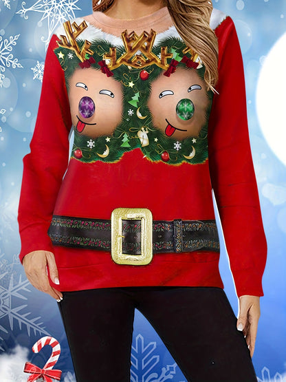 Hilarious Reindeer Face Womens Funny Ugly Christmas Sweaters