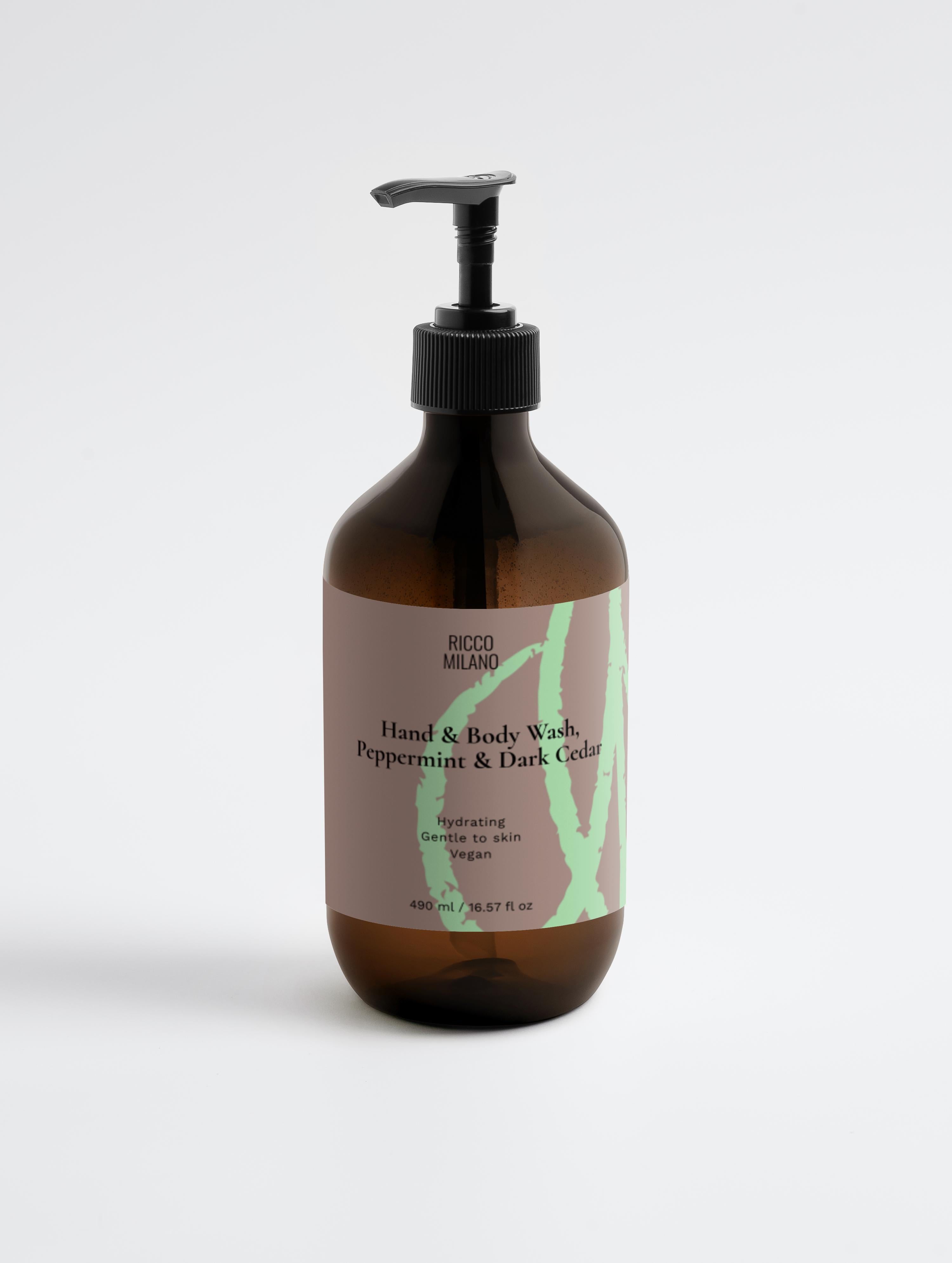 Hand & Body Wash, Peppermint & Dark Cedar