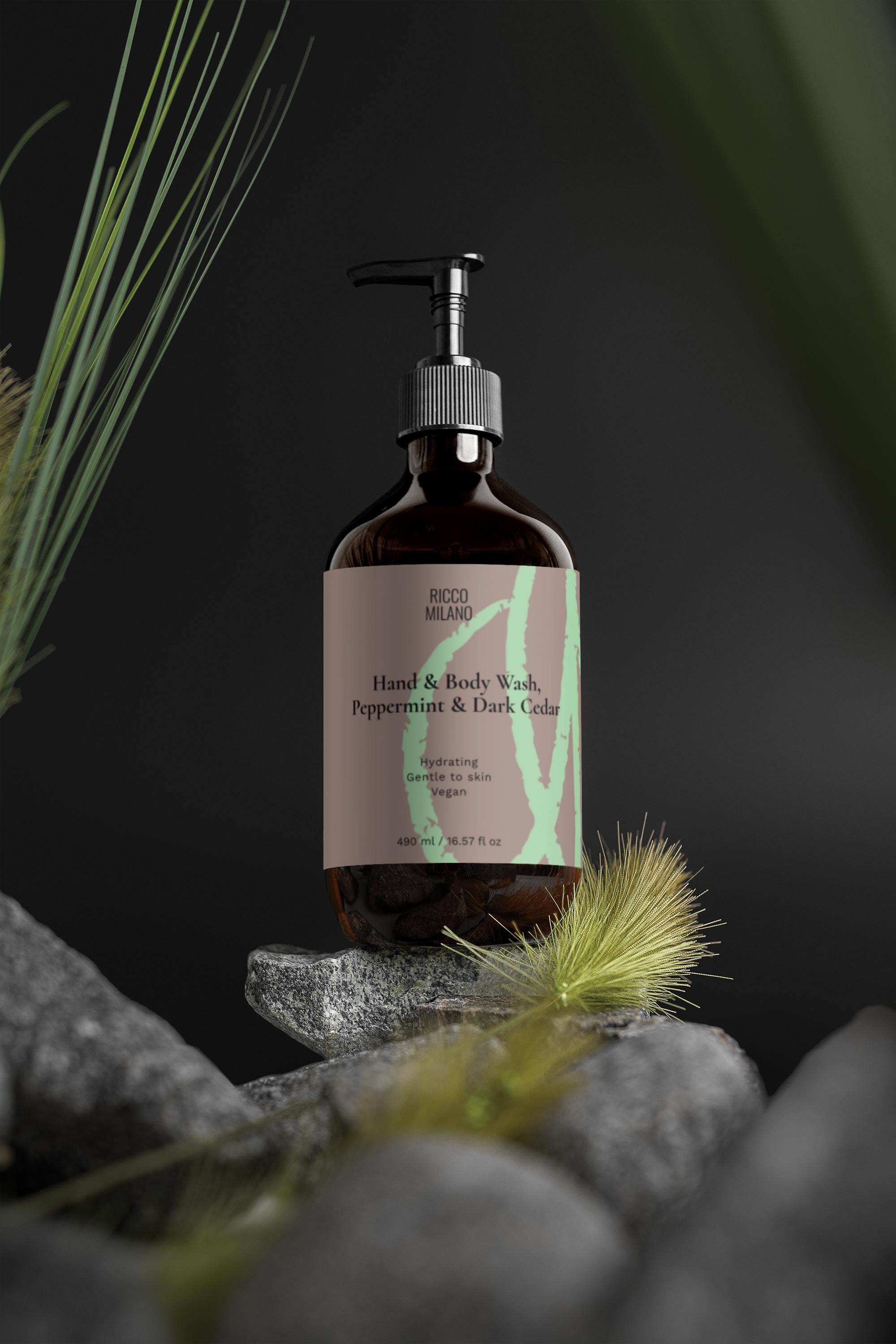 Hand & Body Wash, Peppermint & Dark Cedar
