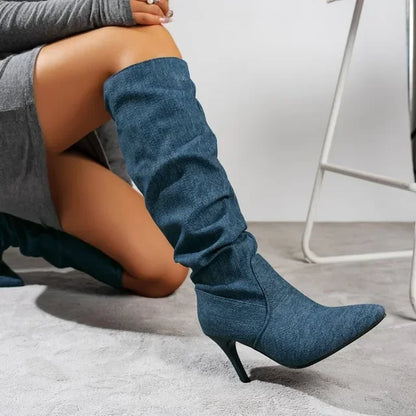 Slouch Fit Cowboy Denim Boots