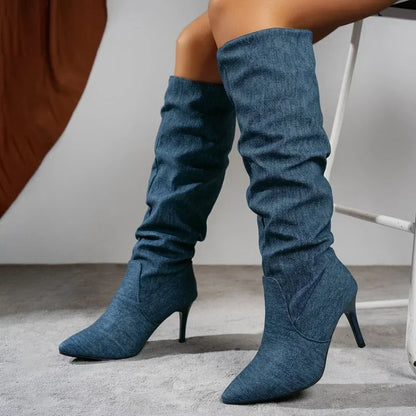 Slouch Fit Cowboy Denim Boots