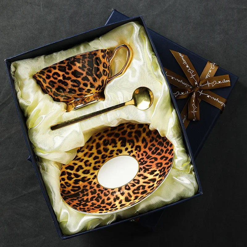 Luxury Leopard Design Tea Cups & Saucers