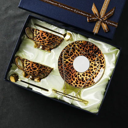 Luxury Leopard Design Tea Cups & Saucers