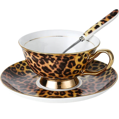 Luxury Leopard Design Tea Cups & Saucers