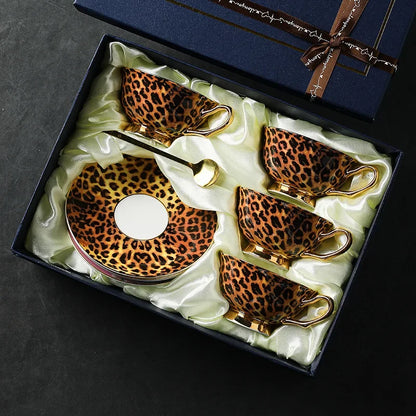 Luxury Leopard Design Tea Cups & Saucers