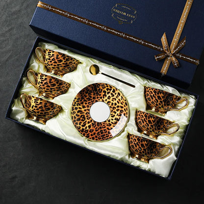 Luxury Leopard Design Tea Cups & Saucers