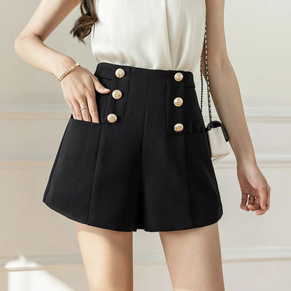 Vintage Button Embellished Shorts